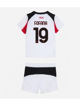 Billige AC Milan Youssouf Fofana #19 Bortedraktsett Barn 2025-26 Kortermet (+ Korte bukser)